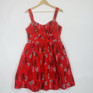 Hot Topic Her Universe Disney Lilo Stitch Tiki Red Retro Cut Out Dress Women XL